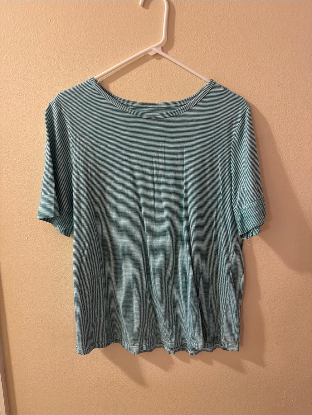 Westbound Light Teal Striped Short Sleeve Tee